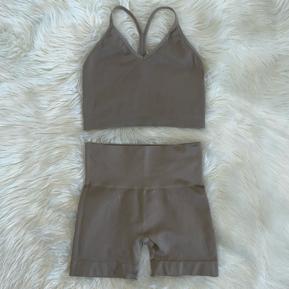 SET Active Brown Sports Bra and Shorts Set